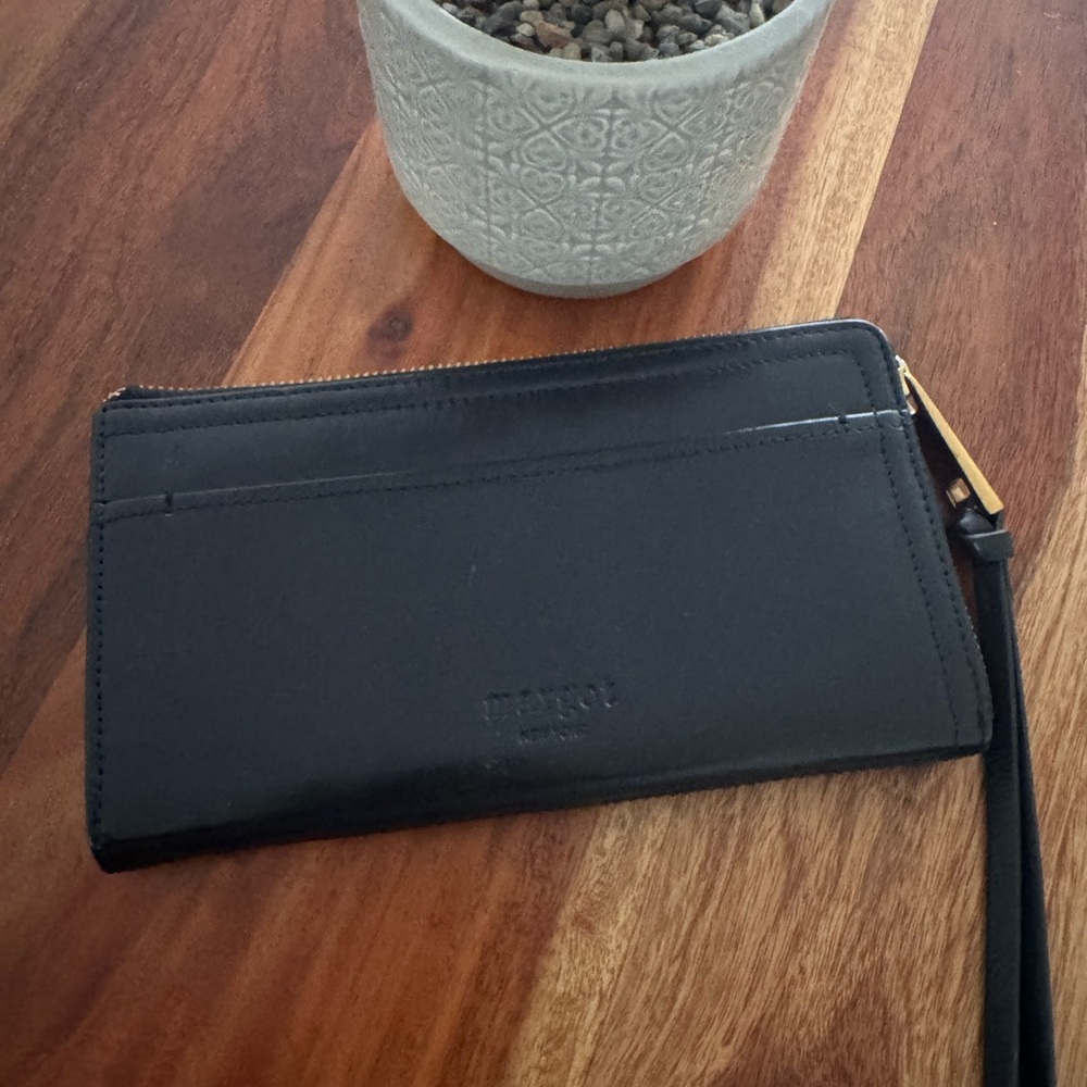 Margot Black Leather Wristlet